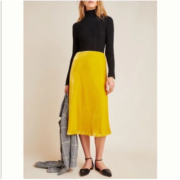 Maeve Dresses & Skirts - Anthropologie Maeve Kelly Velvet Midi Skirt mustard yellow S